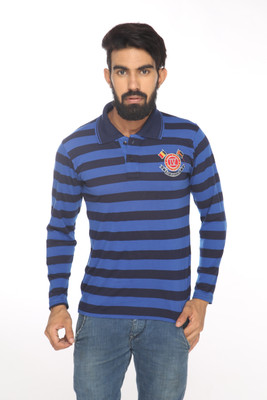 

Alan Jones Striped Men's Polo Neck Dark Blue T-Shirt