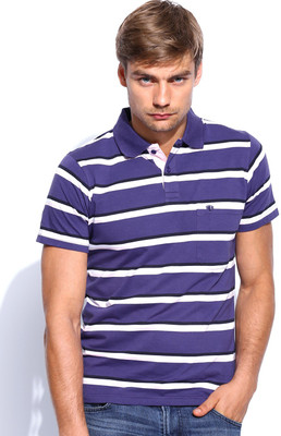 

Vivaldi Striped Men's Polo Neck Purple T-Shirt, Deeppurple