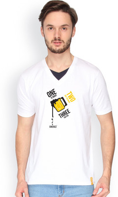 

Campus Sutra Solid Men V-neck White T-Shirt