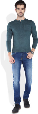 

Parx Solid Men's Henley Blue T-Shirt