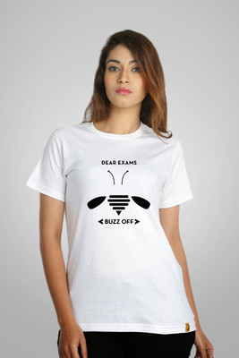 

Campus Sutra Printed Women's Round Neck White T-Shirt