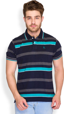 

Parx Striped Men's Polo Neck Blue T-Shirt