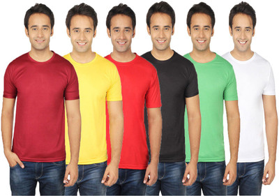 

Quetzal Solid Men's Round Neck Multicolor T-Shirt(Pack of 6, Black;green;maroon;red;white;yellow