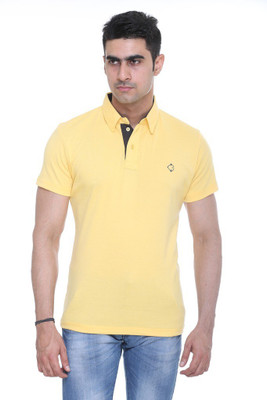 

Colors & Blends Solid Men' Polo Neck Yellow T-Shirt, Lemon