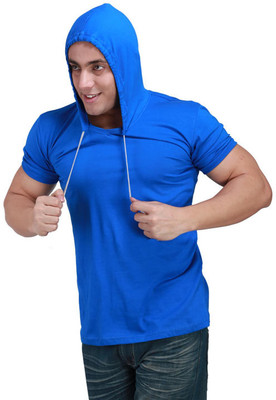 

Inkovy Solid Men' Hooded Blue T-Shirt, Royal blue