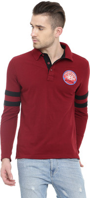

Gritstones Solid Men's Polo Neck Maroon T-Shirt, Maroon53
