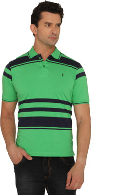 

Donear NXG Striped Men's Polo Neck Green T-Shirt