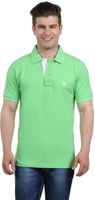 

The Cotton Company Solid Men's Polo Neck Green T-Shirt