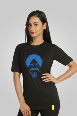 

Campus Sutra Printed Women's Round Neck Black T-Shirt