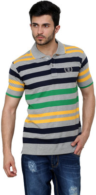 

Cotton County Premium Striped Men's Flap Collar Neck Green T-Shirt