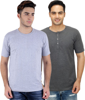 

Sanvi Traders Solid Men Round Neck Multicolor T-Shirt(Pack of 2, Multicolour