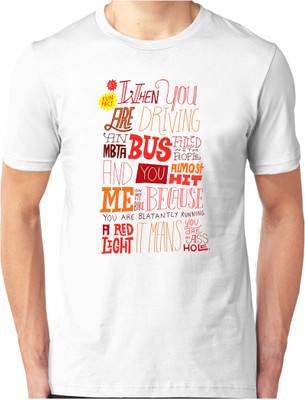 

Foscous Printed Men' Round Neck White T-Shirt
