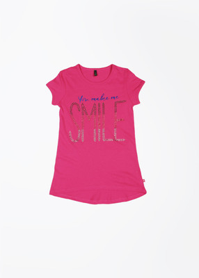 

United Colors of Benetton Girls Solid Cotton T Shirt(Pink, Pack of 1, 1ab