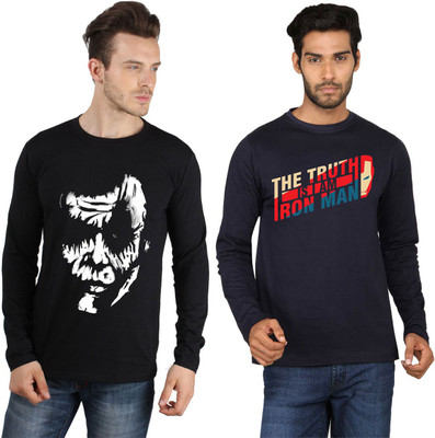 

SayItLoud Printed Men's Round Neck Black, Blue T-Shirt(Pack of 2