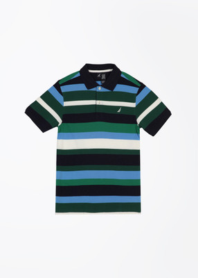

Nautica Boys Striped Cotton T Shirt(Multicolor, Pack of 1, 389