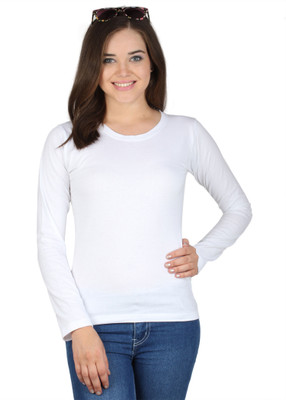 

SayItLoud Solid Women's Round Neck White T-Shirt