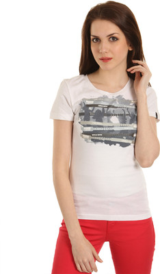

Puma Graphic Print Women's Round Neck White T-Shirt
