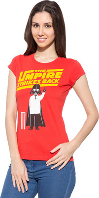 

Chimp Graphic Print Women's Round Neck Red T-Shirt, Grenadine