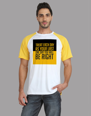 

Trionic Printed Men's Round Neck Yellow, White T-Shirt, Canary yellow