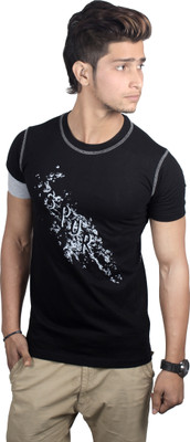 

Spur Graphic Print Men's Round Neck Black T-Shirt