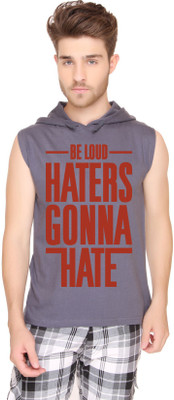 

SayItLoud Printed Men's Hooded Grey T-Shirt, Dark grey