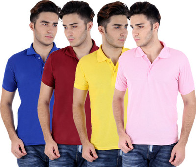 

Sanvi Traders Solid Men Polo Neck Multicolor T-Shirt(Pack of 4