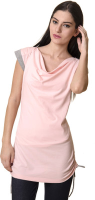 

Rute Solid Women's Fashion Neck Pink, Grey T-Shirt, White