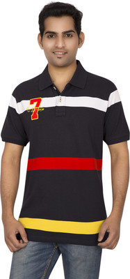 

Red Line Striped Men' Polo Neck Multicolor T-Shirt, Dark