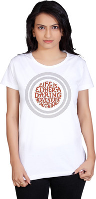 

Tantra Graphic Print Women's Round Neck White T-Shirt