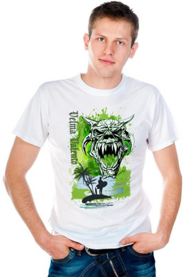 

6th Cross Graphic Print Men's Round Neck White T-Shirt