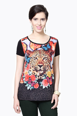 

SF Jeans by Pantaloons Graphic Print Women' Round Neck Black T-Shirt