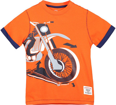 

Chalk by Pantaloons Boys Graphic Print T Shirt(Orange, Pack of 1