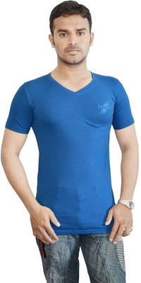 

Al-Harsha Trend Solid Men' V-neck Blue T-Shirt