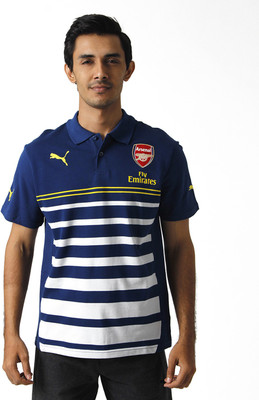 

Puma Striped Men's Polo Neck Dark Blue, White T-Shirt, Est blue-empire yellow-white