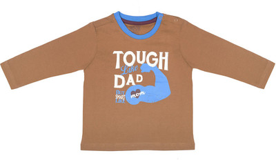 

Wow Mom Boys Printed Cotton T Shirt(Brown, Pack of 1, Almond