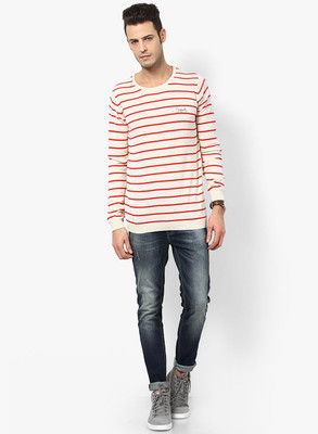 

Jack & Jones Striped Men's Round Neck White T-Shirt, Cloud cream