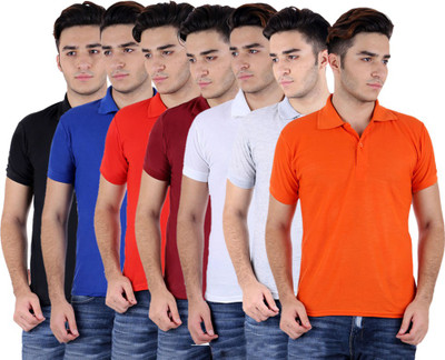 

Sanvi Traders Solid Men Polo Neck Multicolor T-Shirt(Pack of 7