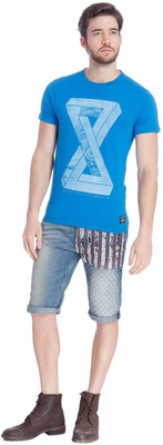 

Jack & Jones Printed Men' Round Neck Blue T-Shirt, Imperial blue