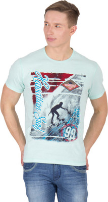 

Wilkins & Tuscany Printed Men's Round Neck Blue T-Shirt, Blue light