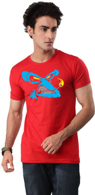 

Inkovy Graphic Print Men's Round Neck Red T-Shirt