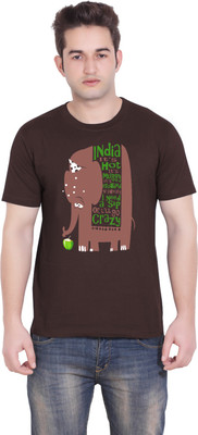 10% OFF on Tantra Graphic Print Men's Round Neck Brown T-Shirt