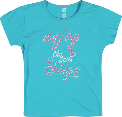 

612 League Girls Printed T Shirt(Blue, Cyan blue
