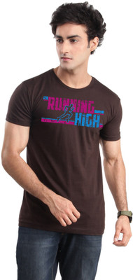 

Inkovy Graphic Print Men's Round Neck Brown T-Shirt