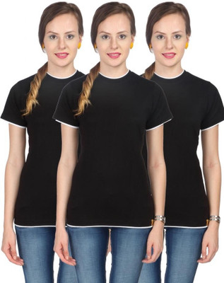 

Campus Sutra Solid Women's Round Neck Black T-Shirt(Pack of 2)