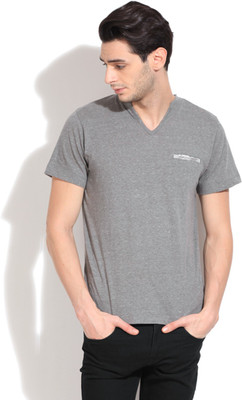 

Kenneth Cole Solid Men's Fashion Neck Grey T-Shirt, Med grey