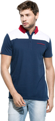 

Mufti Solid Men's Polo Neck Dark Blue T-Shirt