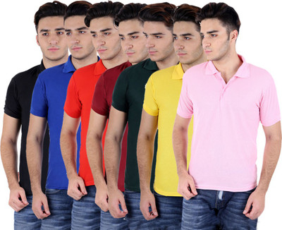 

Sanvi Traders Solid Men Polo Neck Multicolor T-Shirt(Pack of 7