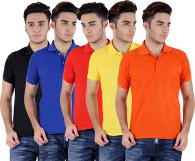 

Sanvi Traders Solid Men Polo Neck Multicolor T-Shirt(Pack of 5