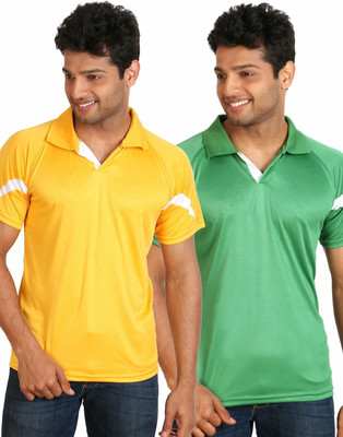

Campus Sutra Solid Men Polo Neck Yellow, Green T-Shirt(Pack of 2