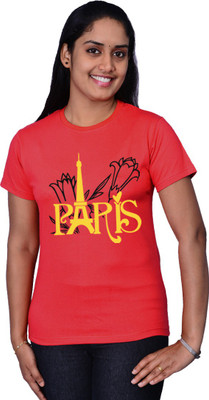 

Zorba Mart Printed Women's Round Neck Red T-Shirt